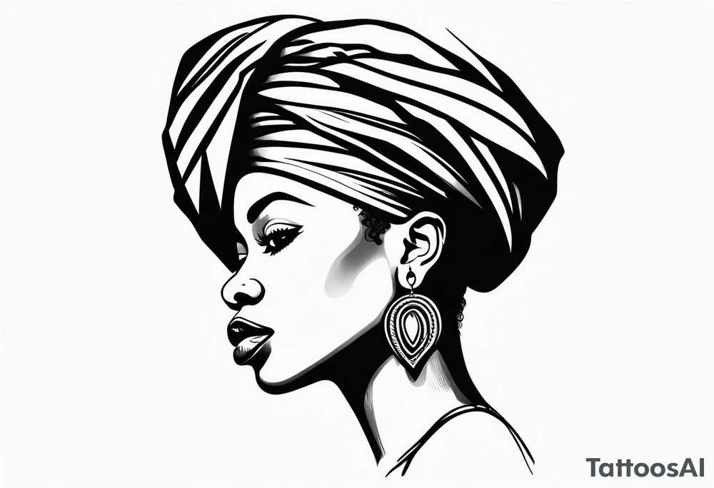 realism, african lady face portrait, cultural tattoo idea