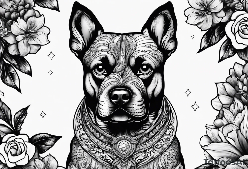 dog holding dick tattoo idea