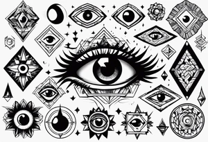 Variety of eye flash sheet tattoo idea