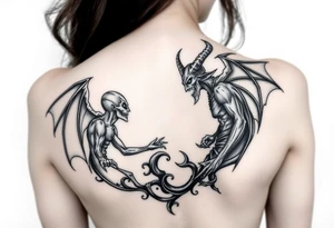 A battle between good and evil tattoo idea