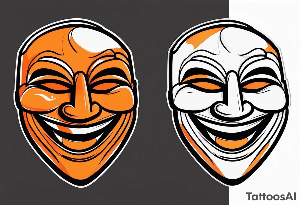 Laughing mask that is orange and black simplistic tattoo idea
