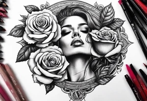 Un pilier romain, un crâne, des roses, un couteau pour l'avant bras tattoo idea