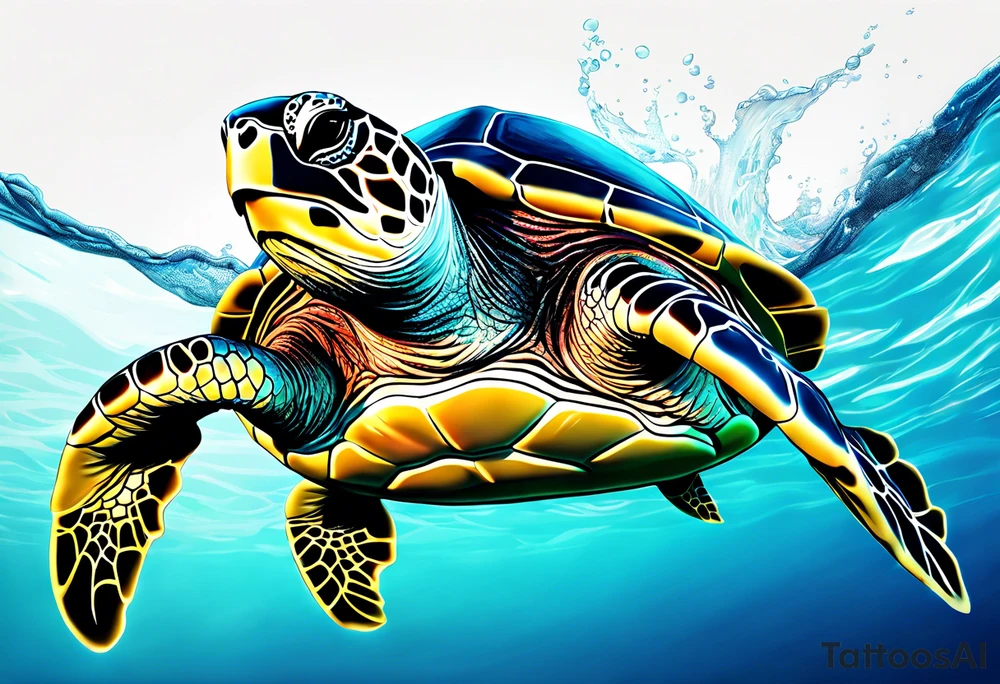 Sea turtle mama tattoo idea