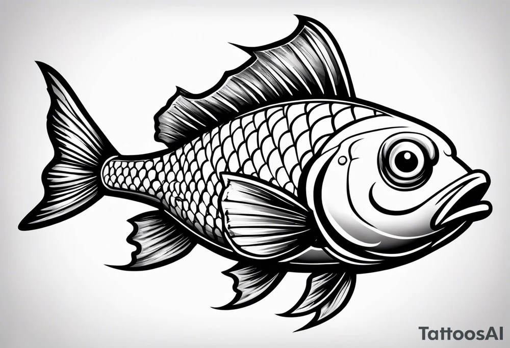 Cartoon fish with a mean face tattoo idea