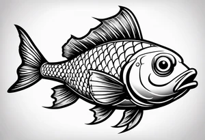 Cartoon fish with a mean face tattoo idea
