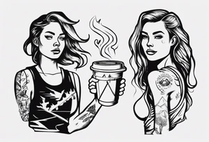 two girls, coffee, hiking, cycling, beer, gym tattoo idea