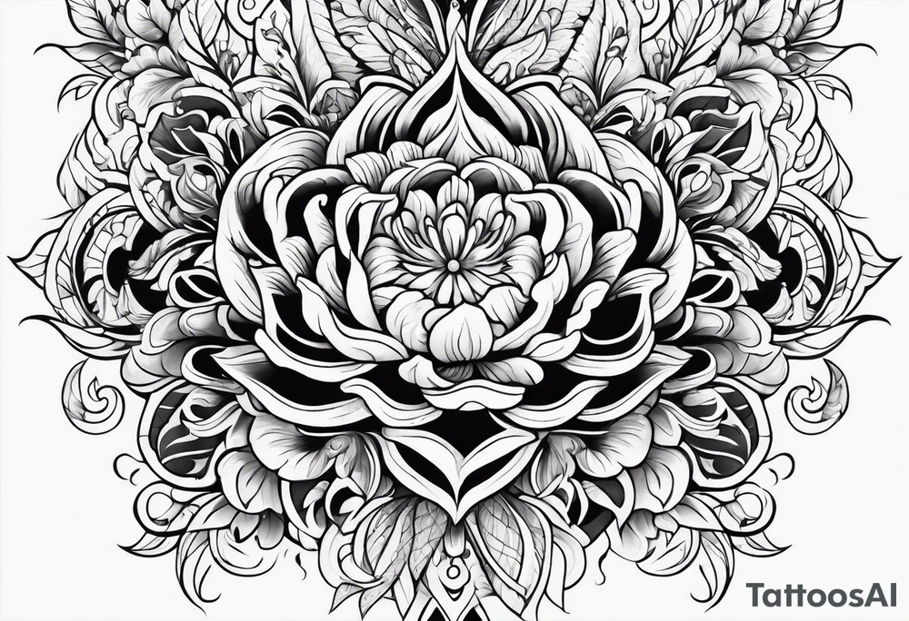 ornate vertical floral sternum tattoo tattoo idea