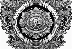 people in the dark inside a shield shape tattoo idea