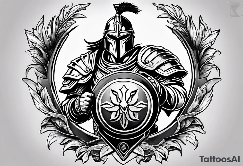 Spartan warrior with shield tattoo idea