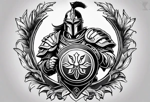Spartan warrior with shield tattoo idea