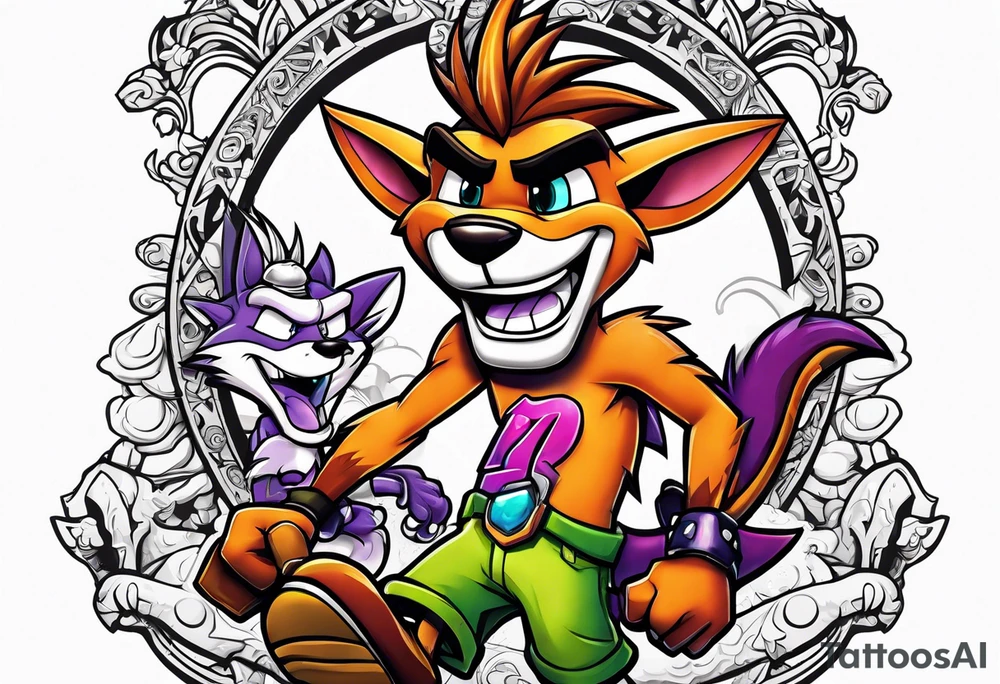 Crash bandicoot and Spyro the dragon hanging out tattoo idea