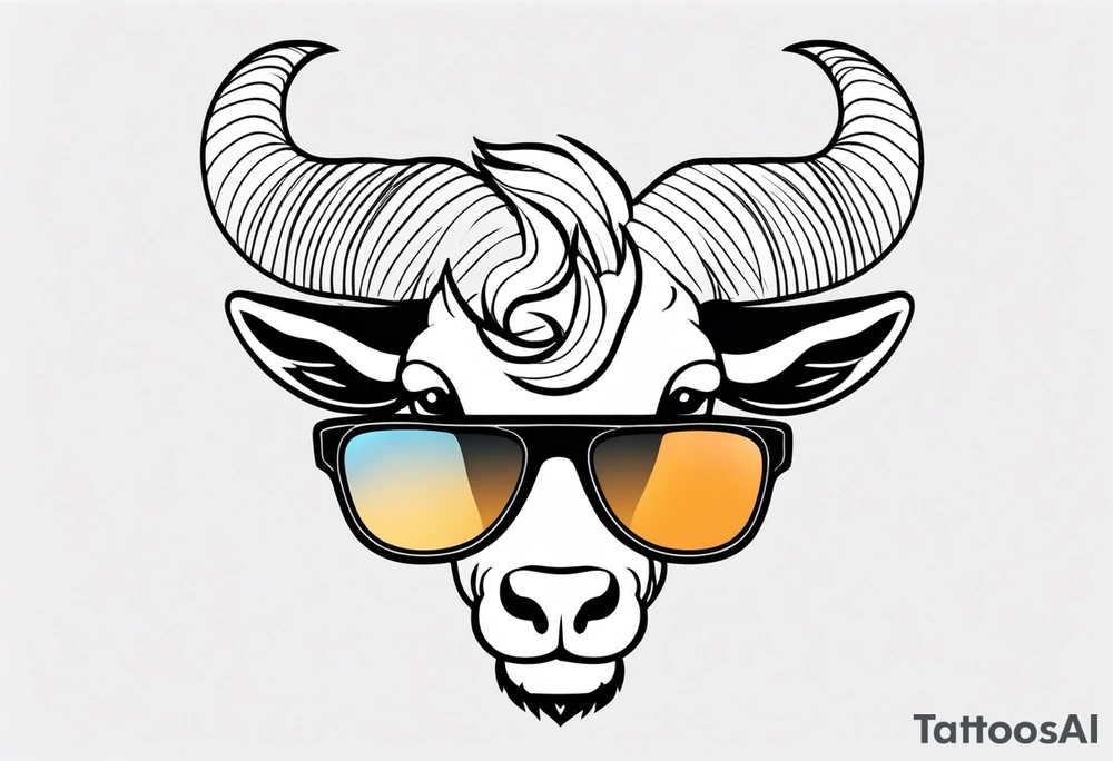 capricorn with beard and sunglasses tattoo idea