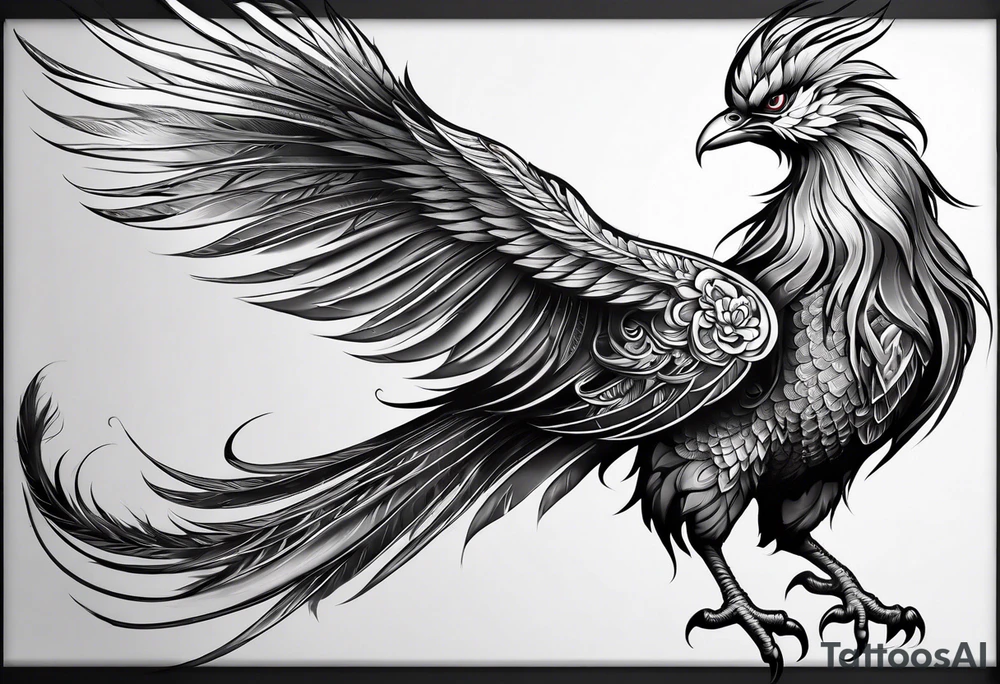graceful asian style phoenix with extra long tail feathers and a long neck and large feathers
arm tattoo tattoo idea