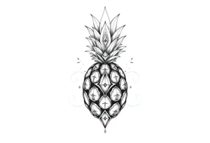 Majestic powerful pineapple with a crowns and diamonds vagina tattoo idea
