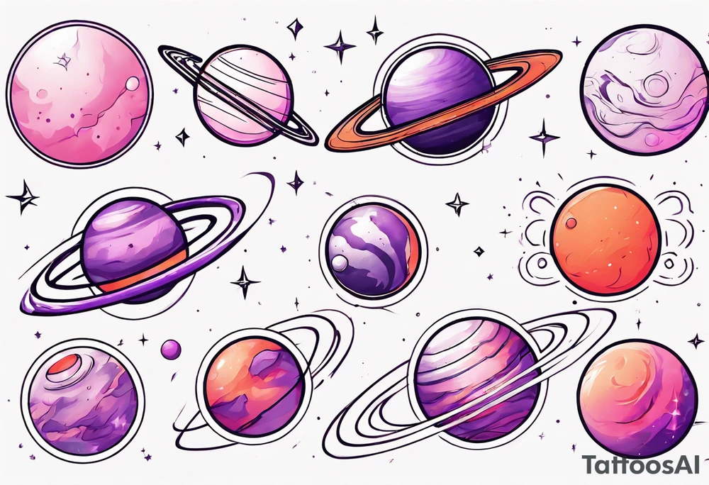 Planets aligned
Red
Orange
Pink 
Purple tattoo idea