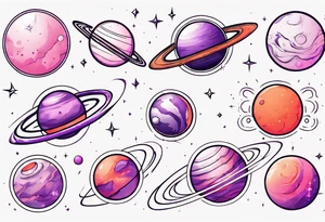 Planets aligned
Red
Orange
Pink 
Purple tattoo idea
