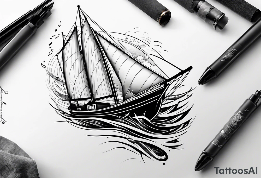 phare maritime dans un bateau entouré de voiles. tattoo idea