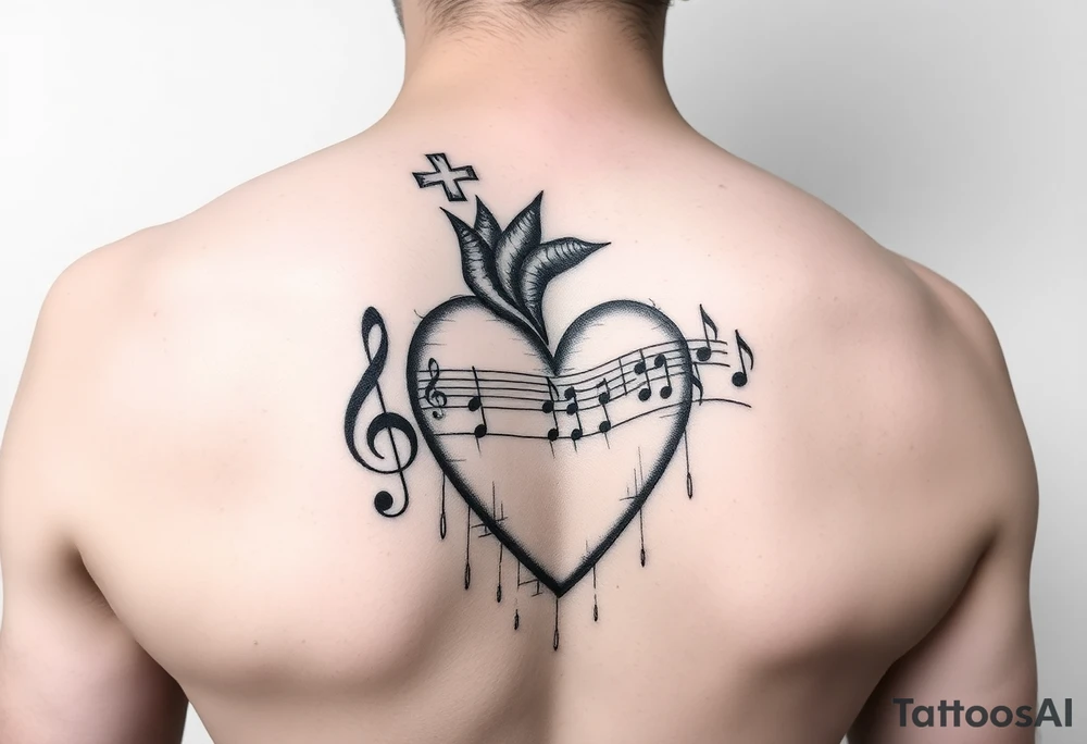 Note musicali legate al mio cuore innamorato tattoo idea