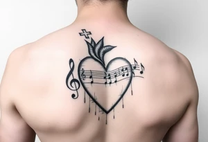 Note musicali legate al mio cuore innamorato tattoo idea