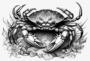 Crabs en blanco en negro con numero 69 tattoo idea