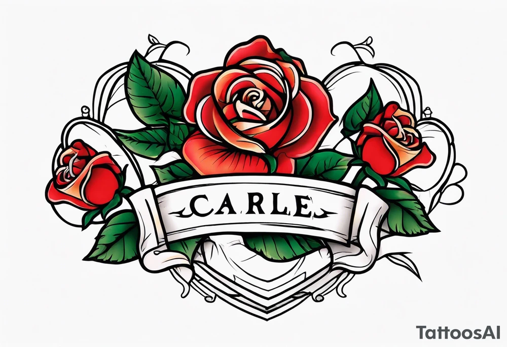 Four roses with a banner tattoo idea