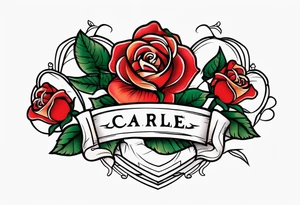 Four roses with a banner tattoo idea