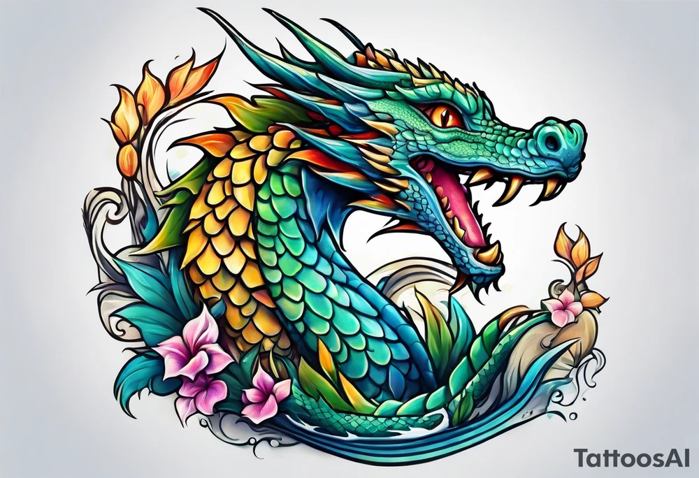 Water dragon cute tattoo idea
