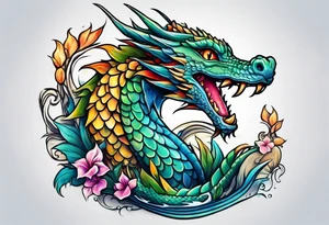 Water dragon cute tattoo idea