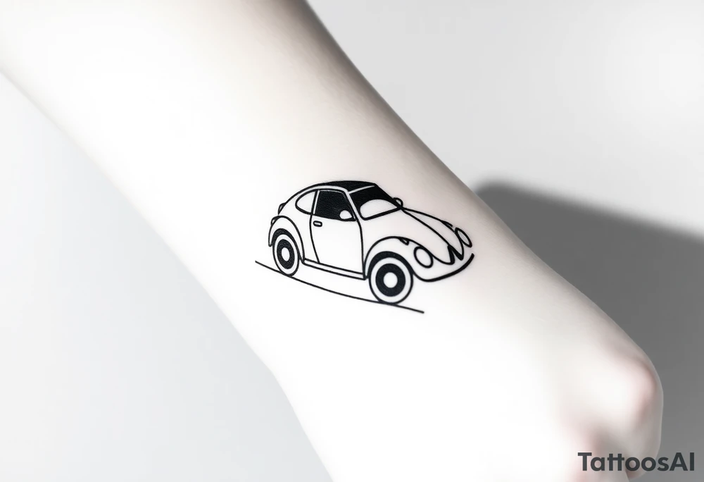 Ladybug driving car tattoo idea