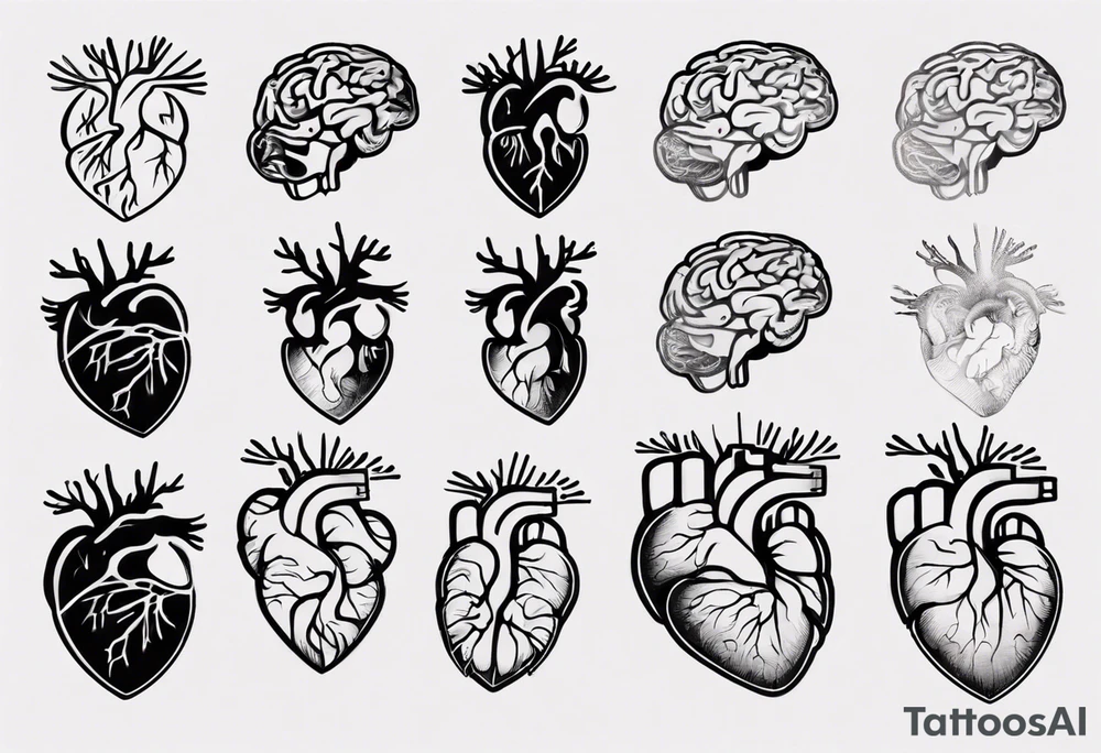 Left half human brain and right half human heart tattoo idea Left half human brain and right half human heart tattoo idea