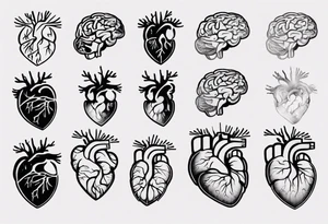 Left half human brain and right half human heart tattoo idea