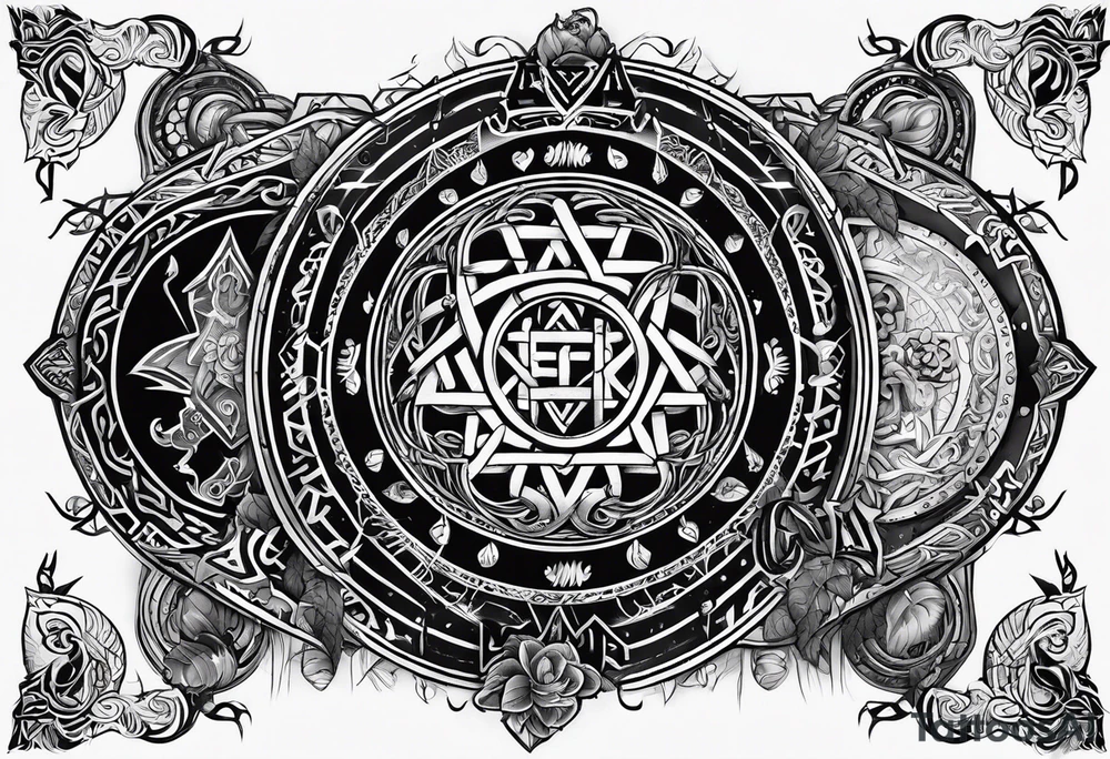 gods of Scandinavian mythology and runes tattoo idea