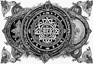gods of Scandinavian mythology and runes tattoo idea