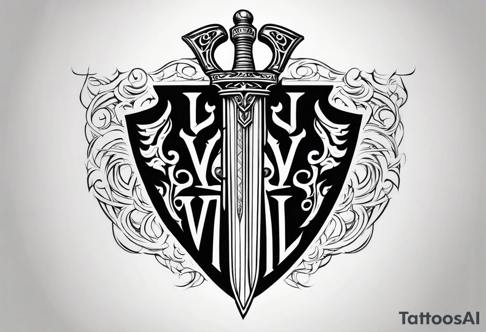 Valhalla sword shield tattoo idea