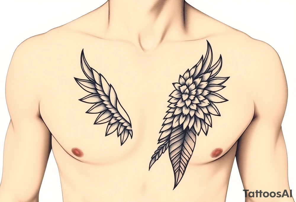 Indian chest color male left peck tattoo idea