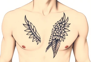 Indian chest color male left peck tattoo idea