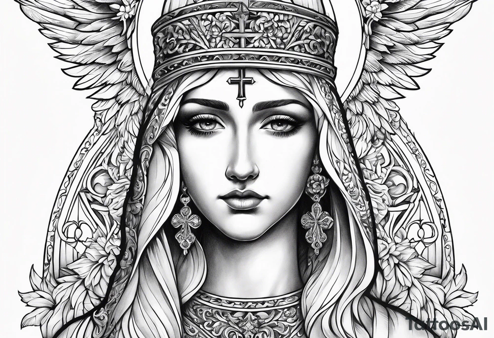 orthodox  CROS WITH ANGEL tattoo idea