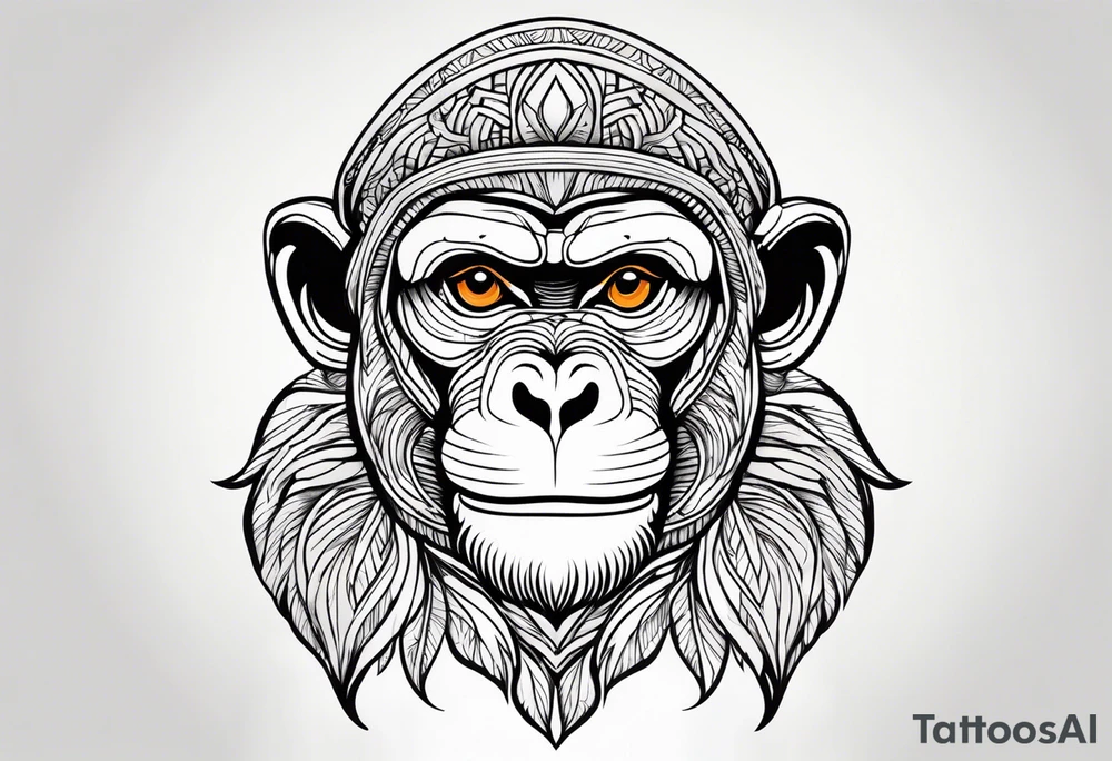 ful body monkey traditional art tattoo idea