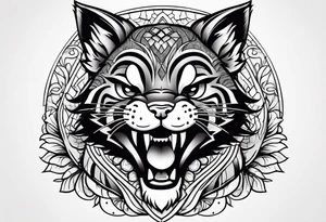 Super cute smiling cartoon wildcat cub tattoo idea