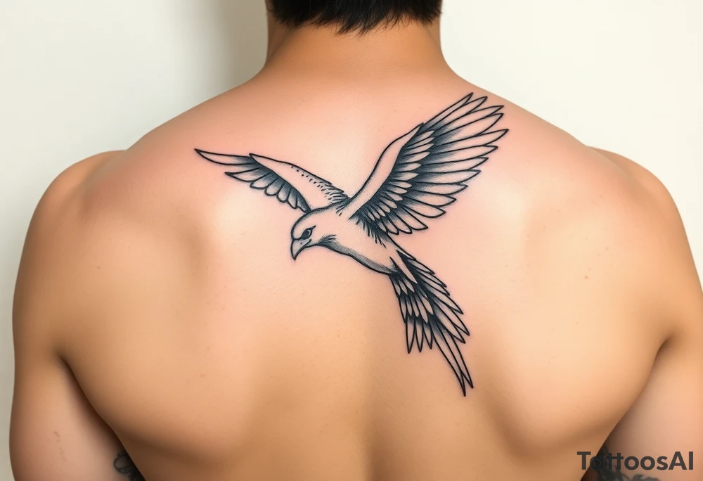 Pheonix flying  realistic tattoo idea