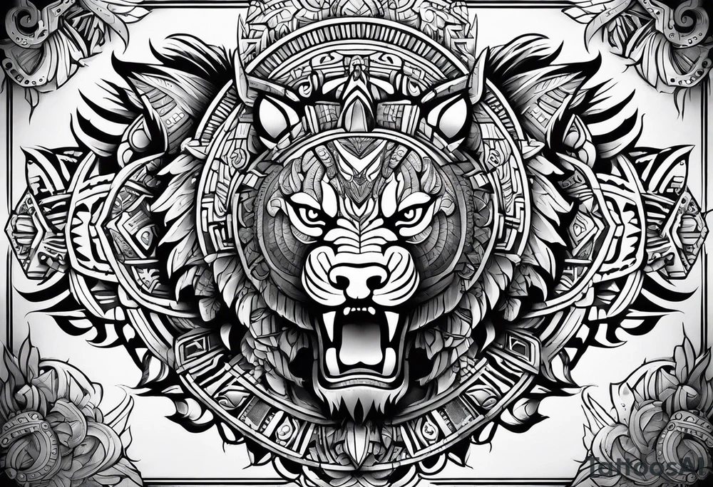 Aztec animal tattoo idea