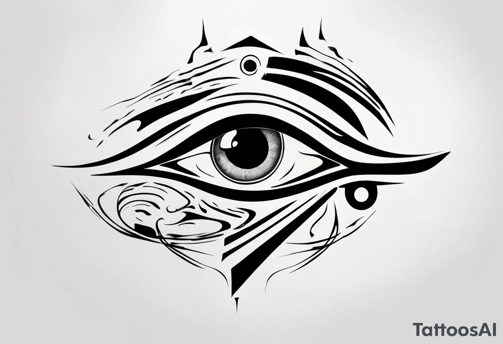 Abstract eye of horus melting tattoo idea