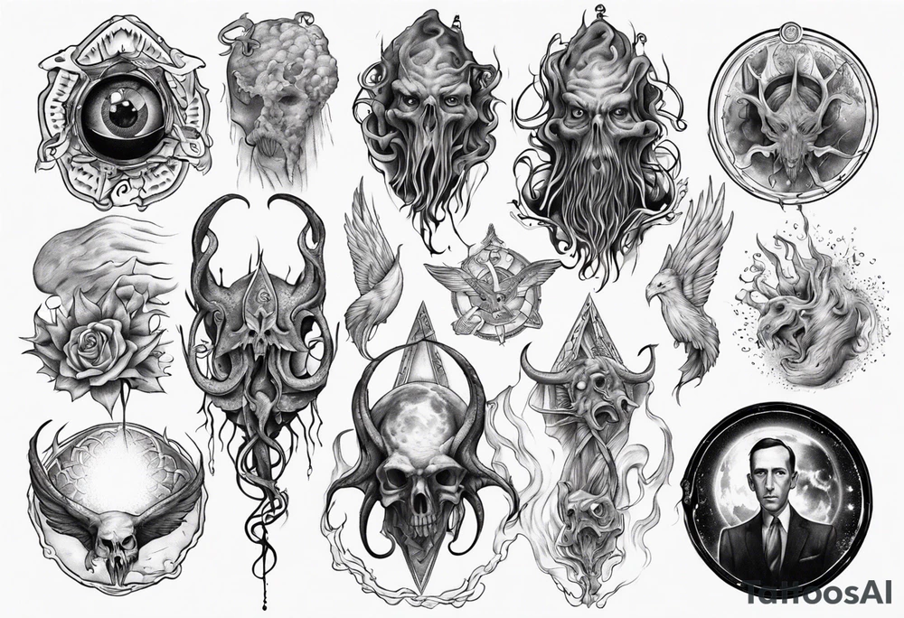 lovecraft myth tattoo for forearm tattoo idea