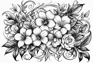 Flowers with vines and leaves tattoo idea