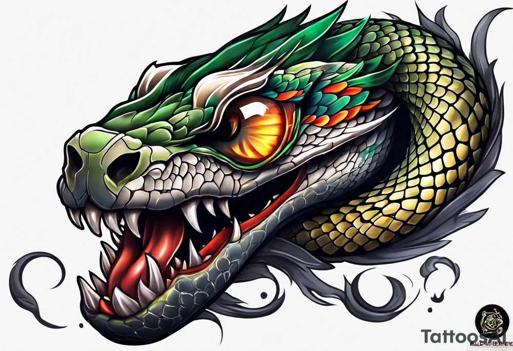 snake sleeve tattoo with skull tattoo idea