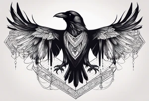 tall Raven chest facing out tattoo idea