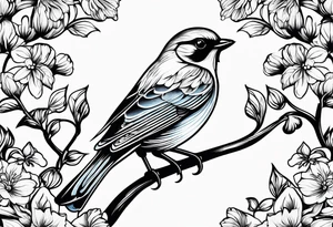 Black and white blue bird outline tattoo idea
