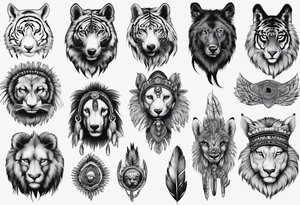 indian theme animals realism tattoo idea