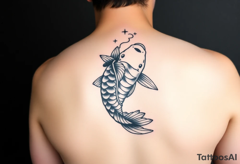 I would like to get a tattoo on my arm, and I have chosen a motif that represents persistence, determination in pursuing goals, and not giving up. It is a koi fish swimming upstream toward its destination despite the obstacles and dangers along the way. The Japanese theme seems really appealing to me, but it feels too literal. I was wondering if, based on the attached pictures, you could create designs that convey this idea in a slightly less obvious and more abstract way. I would like this tattoo to remind me that one must never give up and always keep moving forward, but I don’t want it to be too literal. The Japanese motif is also important to me (including the koi fish), as I spent a significant period of my life in that country.\ tattoo idea