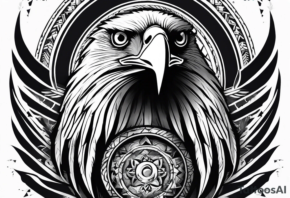 50/50 eagle male human spiritual warrior rebirth into light tattoo idea